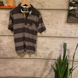 Billabong Golf Shirt Charcoal Striped